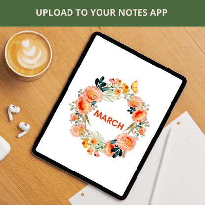 download to prints instant download orange flower wreath for ipad