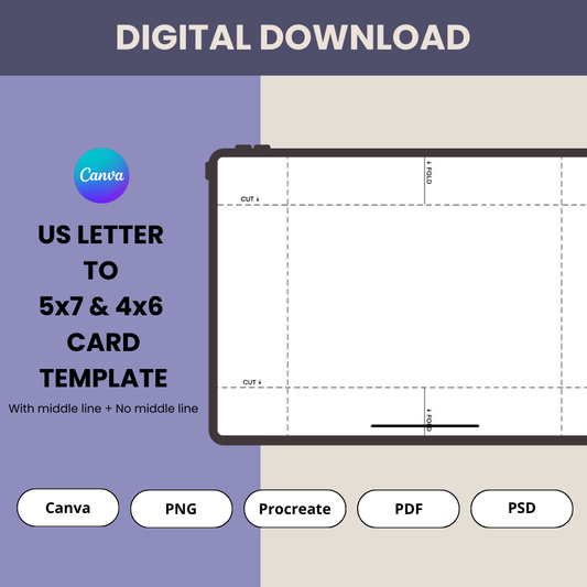 download to prints digital download US Letter to 5x7 and 4x6 card template